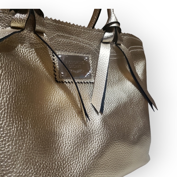 Victorias Secret Metallic Gold Handbag Shoulder Bag Purse - Picture 2 of 6